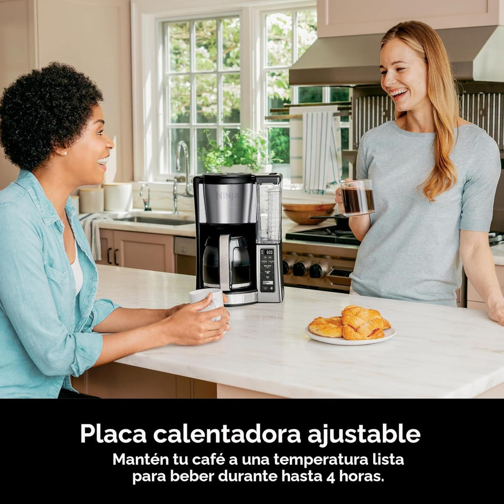 Ninja Cafetera programable de 12 tazas, 2 estilos de preparación, plato caliente ajustable, depósito de agua de 60 onzas, preparación retardada, negro/acero inoxidable