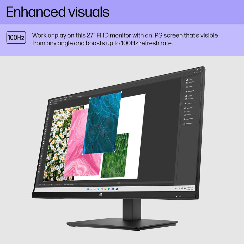 Monitor HP Serie 3 de 27 pulgadas FHD, pantalla Full HD (1920 x 1080), panel IPS, relación de contraste 1300:1, 250 nits, Eye Ease con certificación Eyesafe, negro, 327se (2025)