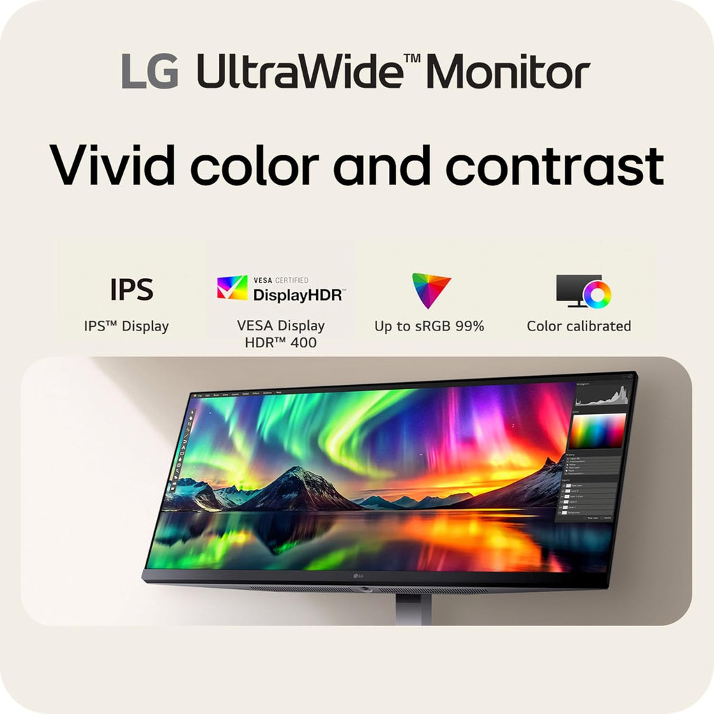 LG 34U530A-W – Monitor de computadora UltraWide de 34 pulgadas IPS WFHD (2560 x 1080), 100Hz, VESA DisplayHDR 400, HDMI