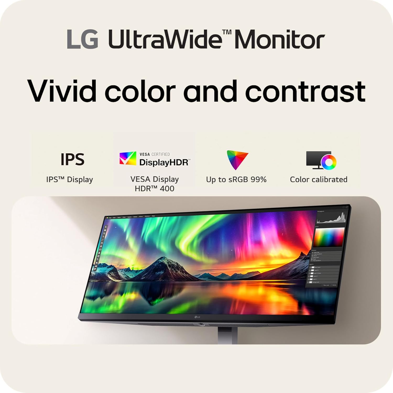 LG 34U530A-W – Monitor de computadora UltraWide de 34 pulgadas IPS WFHD (2560 x 1080), 100Hz, VESA DisplayHDR 400, HDMI