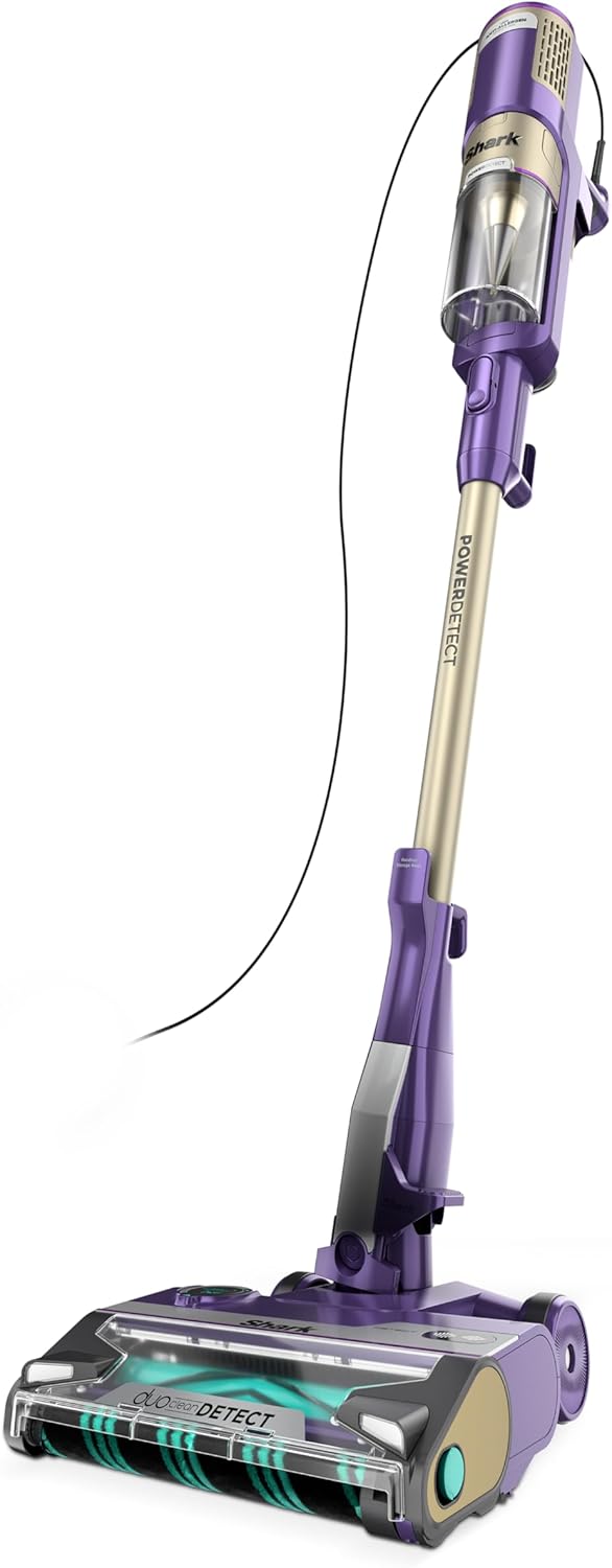 Aspiradora de palo ultraligera con cable Shark POWERDETECT con tecnología DuoClean, cepillo autolimpiante para evitar enredos de cabello, sello completo antialérgeno y tecnología neutralizadora